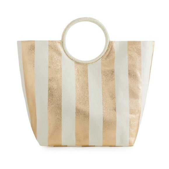 Shiraleah Handbags - Shiraleah Chicago Mirage Tote - GOLD & WHITE Stripe
